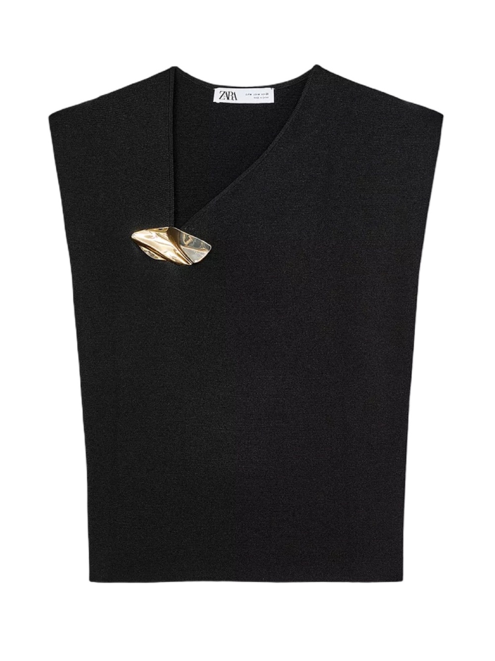 ▪️🌟 Zara Black Sleeveless Knit Top with Golden Appliqué 🌟▪️